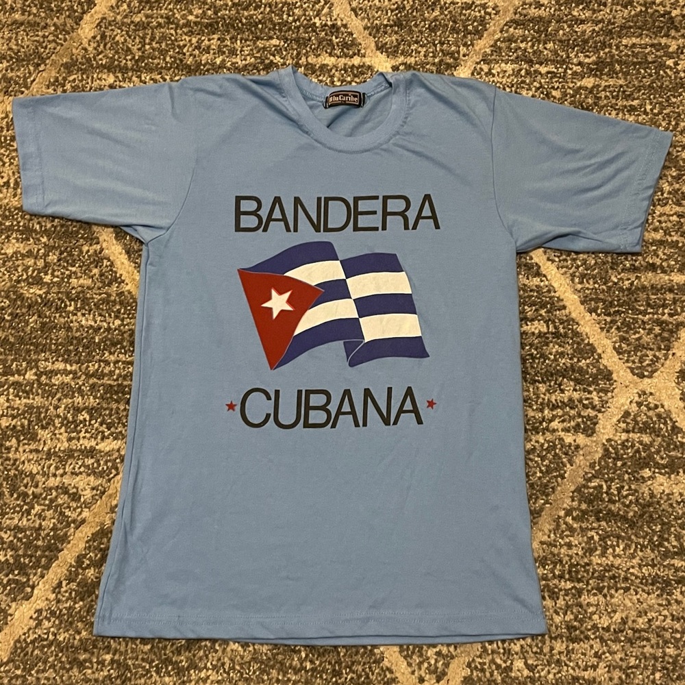 Vintage Blu Caribe bandera Cubana t shirt large